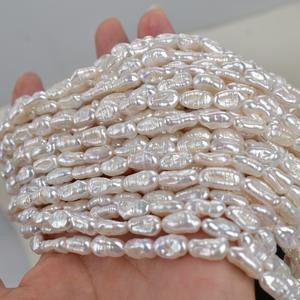 Collar de Perlas de Agua Dulce Barrocas Naturales de Zhuji, Perla Pipa Blanca con Orificio Recto, Accesorio de Joyería DIY, Perla Suelta - Product Image 2