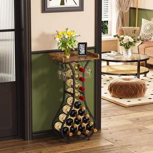 Mueble Bar con Capacidad para 14 Botellas, Ecológico, con Tapa de Hierro, Independiente, para Cocina, Sala de Estar, Almacenamiento de Bebidas y Vasos - Product Image 3