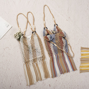 Handmade Woven Cotton Yarn <b>Bag</b> Bohemian Style Hollow Shoulder Tote <b>Large</b> Capacity Summer <b>Beach</b> Women's <b>Bag</b> - Product Image 3