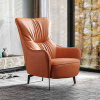 Fauteuil individuel italien minimaliste moderne, luxueux et simple, en cuir véritable haut de gamme, fauteuil d'appoint de loisirs, mobilier de maison