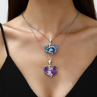 Collier élégant en alliage plaqué or pour femmes, inspiré de la tendance Dragon volant en forme d'anneau multicolore Pierre de naissance