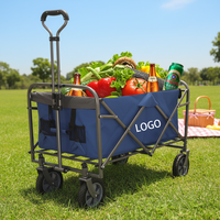 Chariot de courses pliable léger en acier inoxydable, chariot à main industriel, chariot de transport portable pour extérieur, OEM
