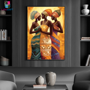 UNIART PRINTABLE ART Trois Sœurs Unies Noir Décoration Murale Art Afro-Américain Style Africain Oeuvre Impression Sur Toile Art Mural - Product Image 6