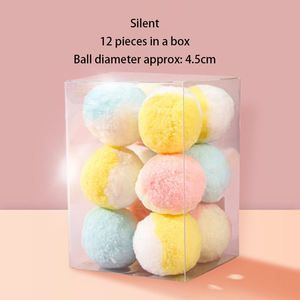 Sevimli sessiz elastik 12 adet paketi renkli interaktif yumuşak kedi Pet Chew peluş oyuncaklar top - Product Image 4