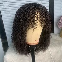 Perruque brésilienne courte bouclée afro kinky blonde sans colle, fabriquée à la machine, en cheveux humains vierges, coupe pixie