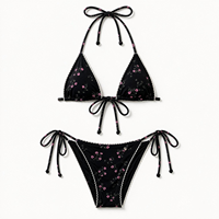 Ensemble de bikini imprimé floral personnalisé OEM ODM, maillot de bain deux pièces à licou pour femme, tenue de plage grande taille, vente en gros Russie USA