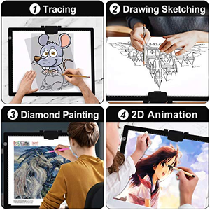 Tablette lumineuse LED A3 rechargeable à intensité réglable avec support intégré et pince magnétique pour le traçage et la broderie diamant - Product Image 5