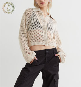 Pull <span class=keywords><strong>Cardigan</strong></span> en <span class=keywords><strong>maille</strong></span> à col creux, fabricant de tricots KD personnalisé - Product Image 3