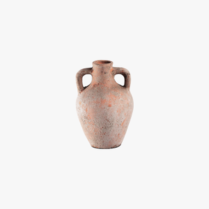 Este jarrón de cerámica Wabi Sabi de color naranja tierra, con dos asas, es perfecto para la decoración del hogar de estilo vintage y para los amantes de la cerámica primitiva. - Product Image 1