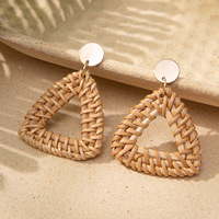 Boucles d'oreilles tissées à la main style bohème, bijoux cercle doré pour femme, bijoux d'été pour la plage