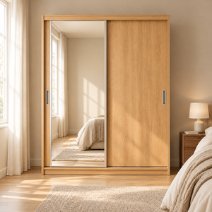 <span class=keywords><strong>Armadio</strong></span> scorrevole in legno su misura con specchio, <span class=keywords><strong>a</strong></span> 2 <span class=keywords><strong>ante</strong></span>, per camera da letto, progetti per hotel e appartamenti - Product Image 1