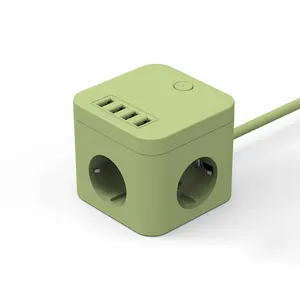 5V 3.4A 4 USB Smart Home Multiple Colour Intelligent Fashion Plug Surge Protector Power Socket Cube Universal Travel Adapter