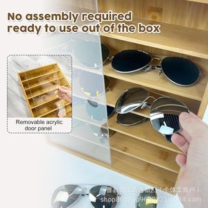 Bamboo sunglasses <b>display</b> <b>case</b>, eyewear shop counter, sunglasses <b>display</b> stand, <b>wall</b>-mounted essential oil watch, gift - Product Image 4