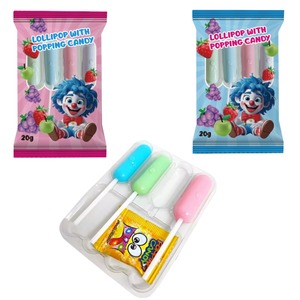 Sucettes en gros, assortiment de 4 sucettes avec 1 sachet de bonbons pétillants, design amusant, bonbons et sucettes - Product Image 1