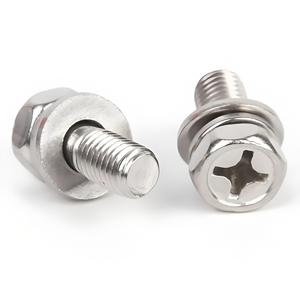 Otomotiv endüstrisi için yüksek çekme 25mm paslanmaz çelik SEMS vidalar altıgen başlı Philips hem düz yıkayıcı bahar kilitleme kombine