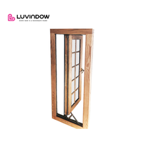 Ventanas Abatibles de Madera Maciza de Diseño Simple Estándar Australiano, Ventana Abatible de Madera Revestida de Aluminio con Doble Vidrio