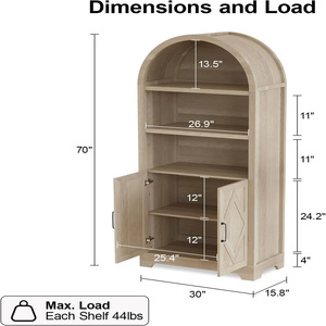<span class=keywords><strong>Buffet</strong></span> <span class=keywords><strong>haut</strong></span> à arche, meuble de rangement moderne en bois, armoires latérales, étagères ouvertes réglables, vitrine à 5 niveaux pour salon - Product Image 6