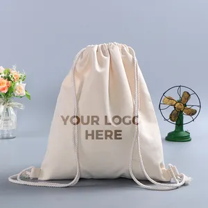 Cotton Drawstring Bag Custom Printed Sports Canvas Nylon Drawstring Backpacks Cotton Drawstring Bags With Logo Calico Bag