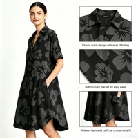 Robe décontractée en rayonne à imprimé floral personnalisé, col ouvert, manches courtes, style doux pour l'été, tissée, imprimée numériquement, naturelle