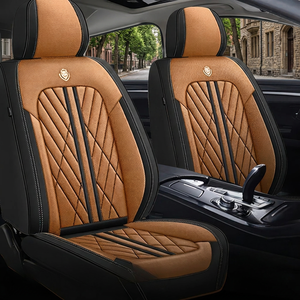 Fundas de Asiento de Coche de Cuero Impermeables de Lujo, Color Marrón y Negro, Juego Completo, Antideslizantes, para Todas las Estaciones, 2 Piezas Delanteras - Product Image 3
