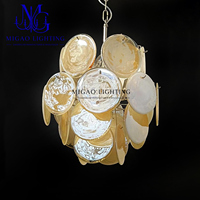 Lustre Rétro de Luxe Style Médiéval Français, Suspension en Verre Empilé Effet Nuage Doré pour Villa, Salon, Salle à Manger, Chambre