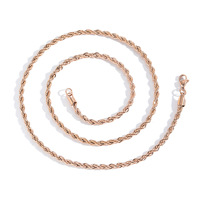 Collier chaîne en corde en acier inoxydable plaqué or 18 carats, argent, or rose noir, couleur métallique, hip hop, largeur 2 mm, 3 mm, 4 mm, 5 mm, 6 mm