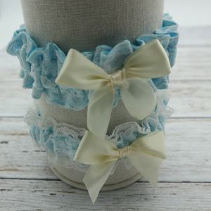 Jarretière de mariage en ruban de satin bleu clair ensemble jarretière de mariée en dentelle <span class=keywords><strong>ivoire</strong></span> pour la décoration des jambes jarretelles élégantes ceinture - Product Image 5