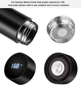 Tùy chỉnh thông minh LED hiển thị nhiệt độ kim loại cách nhiệt chai nước thép không gỉ chân không thông minh Flask - Product Image 4