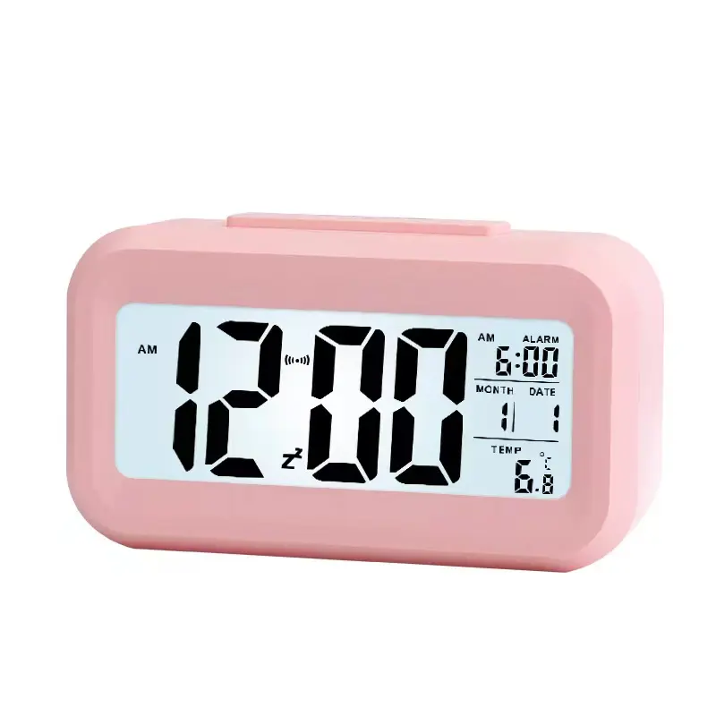 Digital Table Clock Temperature Time Display Snooze Function Desk Bedside Easy Operate Alarm Clock with Back Light