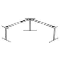 Bureau de travail moderne, assis-debout, Richmat, base en forme de L à 3 pieds, pieds inclinés, bureau d'ordinateur, table de direction en métal, mobilier de bureau