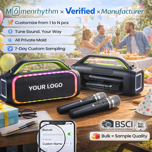 Portable Wireless Speaker Outdoor with Colorful Lights Built-in Microphones Rechargeable OEM for Promotions