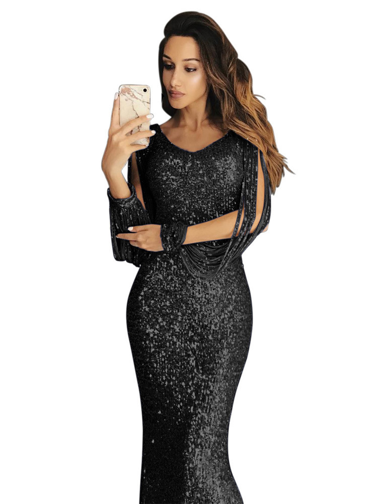 Women Casual Slim Zipper Sexy Solid Clothes Dignified Shiny Party Elegant Long-sleeve Tassel Evening Plus Size Dress| Alibaba.com Women Casual Slim Zipper Sexy Solid Clothes Dignified Shiny Party Elegant Long-sleeve Tassel Evening Plus Size Dress| Alibaba.com