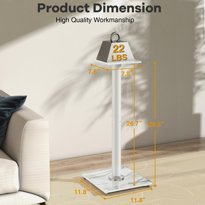 Giá đỡ loa màu trắng với đế hoa văn đá cẩm thạch cho âm thanh vòm, giá đỡ loa dạng kệ sách 28 inch mỗi chiếc chịu được 10kg, 1 cặp - Product Image 2
