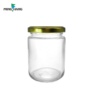M7177 Carton Pack 220ML Recyclable Fillable Spherical Glass Container with <strong>Gold</strong> Metal Seal Lid Food Storage Jar - Product Image 2