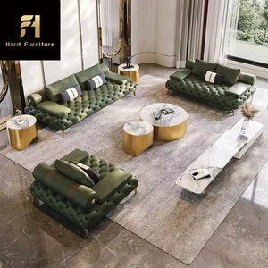 Juego de sofás de cuero con mechones italianos de lujo de Diseño de Moda de gama alta, muebles, sofás seccionales para sala de estar - Product Image 3