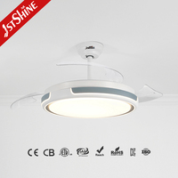 Ventilateur de plafond 1stshine 42 pouces avec télécommande, lames rétractables, éclairage intégré, design moderne et professionnel, vente directe usine, excellent vendeur