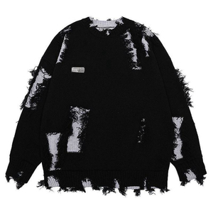 Suéter de Punto Jacquard Personalizado OEM/ODM para Hombre, Suéter de Algodón Tejido, Suéter con Parches Desgastados para Hombre, <span class=keywords><strong>Tallas</strong></span> <span class=keywords><strong>Grandes</strong></span> - Product Image 1