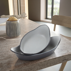 De alta calidad de 8,8 pulgadas, nuevo gris y negro barco forma de servir de melamina paltas conjuntos - Product Image 2