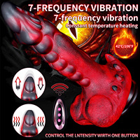8 Leistungsstarke Stoßmodi Heizfunktion Teleskopische Vibration Riesige Alien-Silikon-Dildos für Weibliche Masturbation