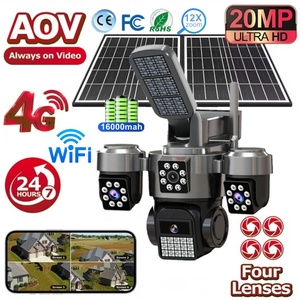 16000mah 12X Zoom 4Lens AOV PTZ IP 4G Sim Card Solar <b>Camera</b> Outdoor 10K Network WiFi Surveillance <b>Wireless</b> CCTV <b>Security</b> <b>Camera</b> - Product Image 1