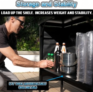 Table de bar portable PartyLife, nouvelle version améliorée, avec lumières LED, télécommande sans fil, pieds pliants, 2 jupes, étagère de rangement robuste, transport - Product Image 3