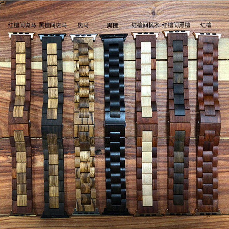 Retro Bamboo Wood Bracelet Sandalwood Wooden Watch Band for Apple - Main Image