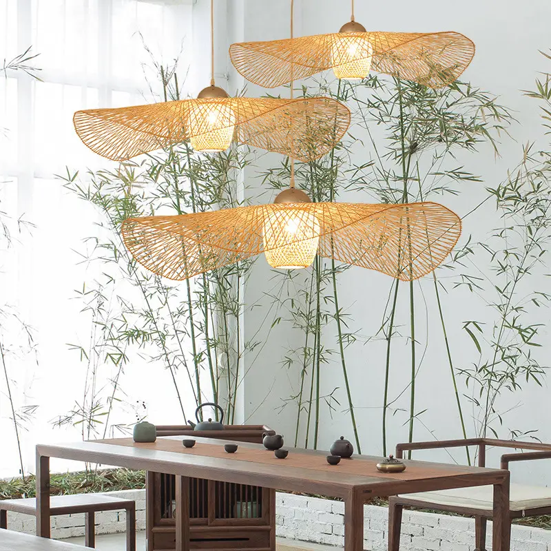 High quality handmade bamboo lampshade home decor wicker antique chinese pendant light for ceiling