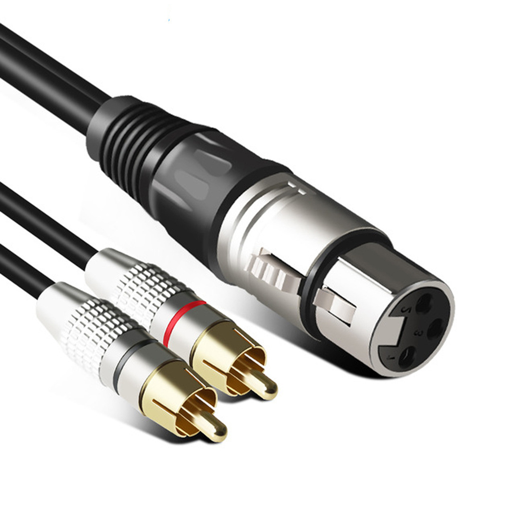 1 Xlr الإناث/الذكور إلى 2 Rca ذكر التوصيل ستيريو كابل الصوت 2 Rca الذكور إلى Xlr الإناث/كابل موصل ذكر رئيس