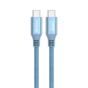 Kabel pengisian daya cepat, kabel pengisian daya Cepat Tipe C ke C 240W untuk iPhone 15 Plus Pro Max PS5 Switch Samsung MacBook 5A
