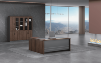 Table de bureau de direction en bois de luxe, moderne, contemporaine, durable, avec des caractéristiques de design