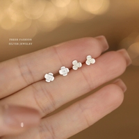 Personalisierte Nischen-Pflanzen-Blumen-Ohrringe Mattierte Blumen-Zirkon S925 Sterling Silber Ohrstecker YB-XY-1115