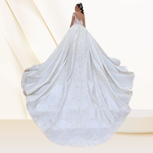 Nouvelle Robe de Mariée Élégante 2024 avec Broderie, Robe de Mariée de Luxe à Épaule Unique avec Traîne en Dentelle, Robe de Mariée Simple Haut de Gamme à Paillettes - Product Image 6