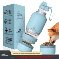 Botol Air Anjing 3-in-1 Portabel untuk Perjalanan Hewan Peliharaan, Baja Tahan Karat 304, Terisolasi, Kapasitas Besar, Dapat Dilepas, untuk Penggunaan Luar Ruangan