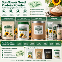 Poudre de protéines de graines de tournesol, protéines végétales véganes, emballage prêt à la vente en sachet, pot ou boîte pour les distributeurs et les propriétaires de marques, sans OGM